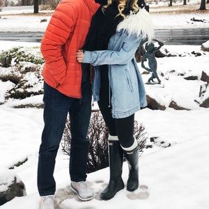 Show Me Your MuMu denim coat with fur collar